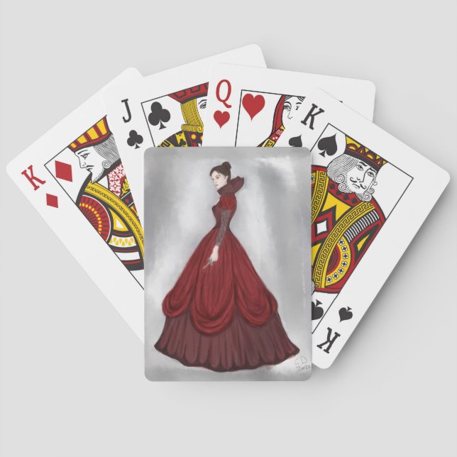 Lady In Red Poster bigger Postcard Poker Cards (Back)