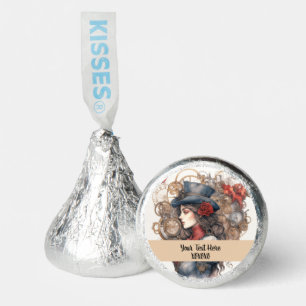 Lady in Red Valentine Kiss steampunk watercolor Hershey®'s Kisses®