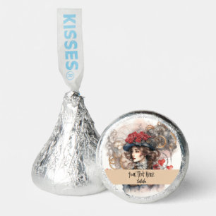 Lady in Red Valentine Kiss steampunk watercolor Hershey®'s Kisses®