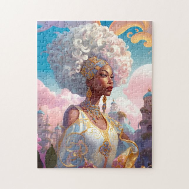 Lady In Surreal World African American Art Jigsaw Puzzle (Vertical)