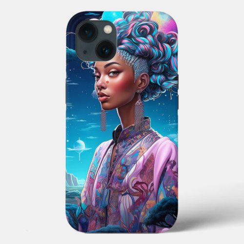 Lady In Surreal World African American Art Purple iPhone 13 Case