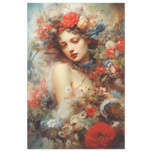 Lady in the flowers  tissue paper