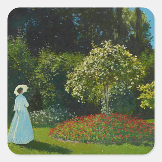 green emerald velvet dress Woman In A Green Dress by Monet Canvas Print or Poster main image 0