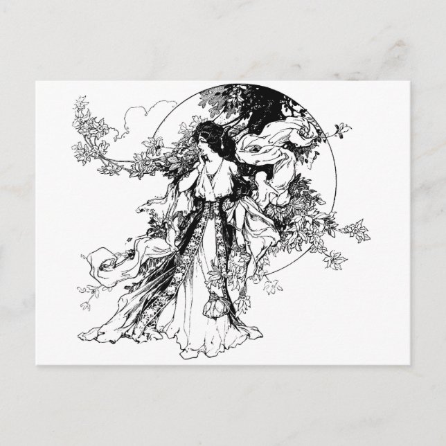Lady in the garden postcard (Front)