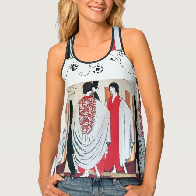 LADY IN THE MIRROR ,ART DECO BEAUTY FASHION  TANK TOP (Front)
