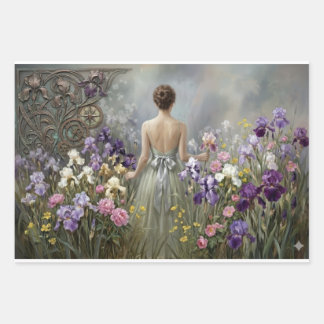 Lady in the purple meadow Decoupage  Wrapping Paper Sheets