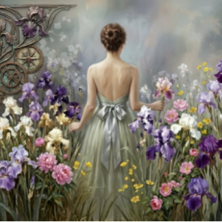 Lady in the purple meadow Decoupage  Wrapping Paper Sheets