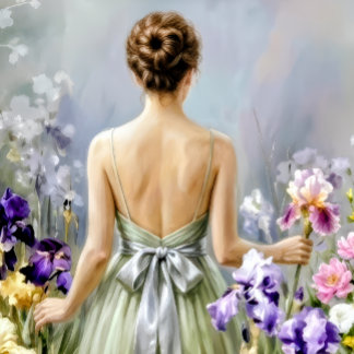 Lady in the purple meadow Decoupage  Wrapping Paper Sheets