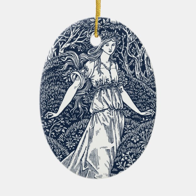 lady in the Woods Ceramic Ornament (Front)