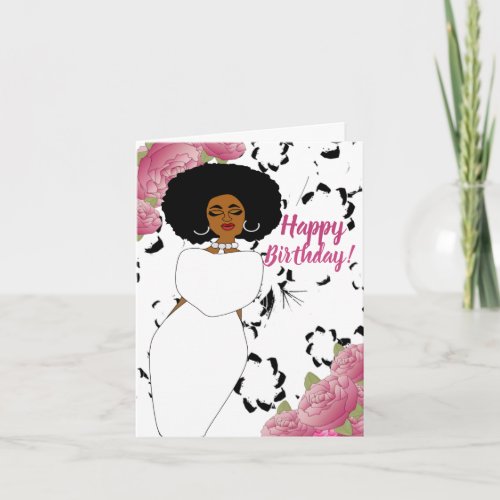 Lady in White African American Birthday Card