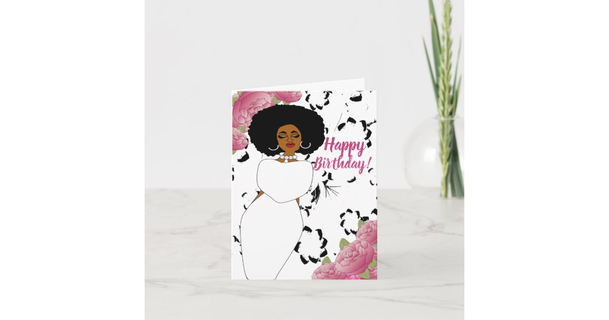 Lady in White African American Birthday Card | Zazzle