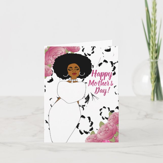 Lady in White African American Mother's Day Card (Front)