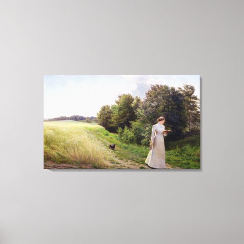 Lady in White Reading Canvas Print