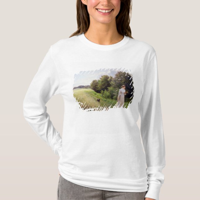 Lady in White Reading T-Shirt (Front)