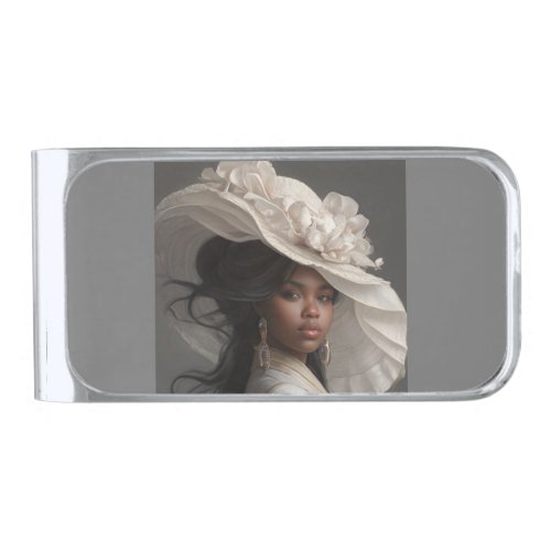 Lady in White Silver Finish Money Clip