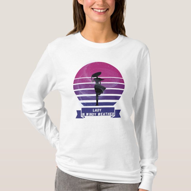 Lady in Windy Weather Long Sleeve T-Shirt (Front)