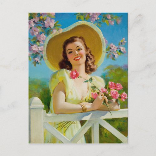 Lady In Yellow Postcard