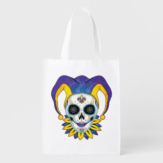 Lady Jester Skull Grocery Bag