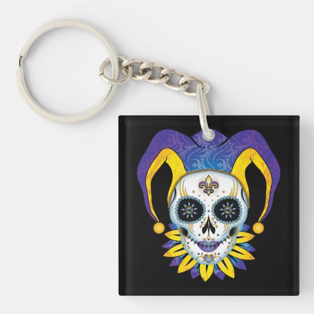 Lady Jester Skull Keychain (Front)