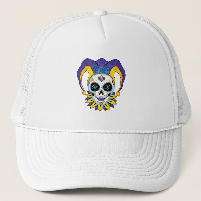 Lady Jester Skull Trucker Hat (Front)
