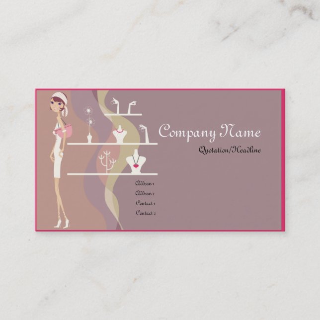 Lady Jewelry Shopping Business Cards (Front)
