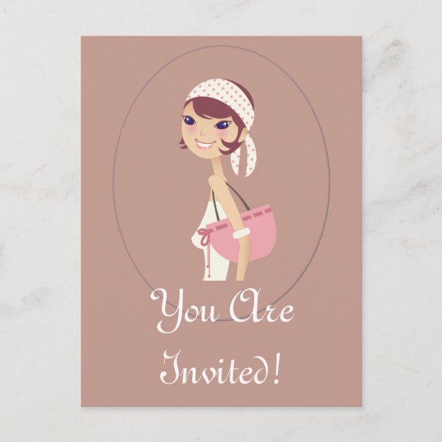 Lady Jewelry Shopping Customizable Items Invitation Postcard (Front)
