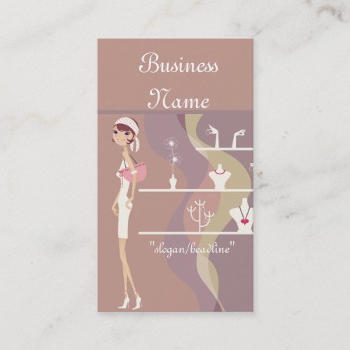 Lady Jewelry Shopping Design 2 Business Cards