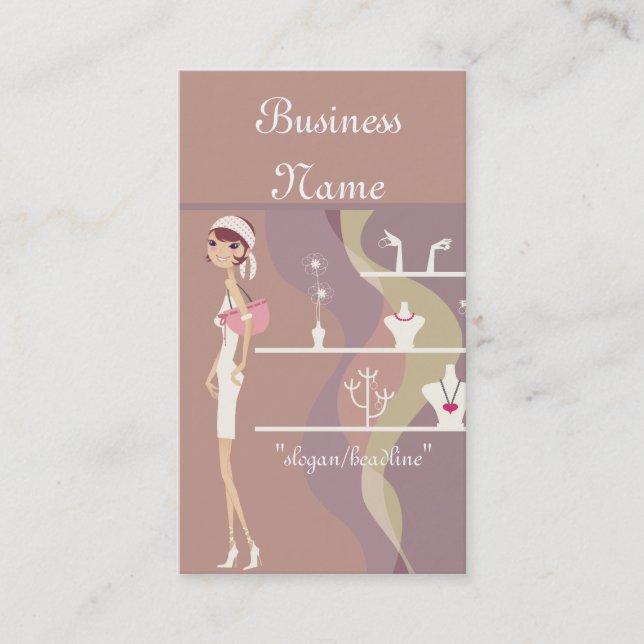 Lady Jewelry Shopping Design 2 Business Cards (Front)