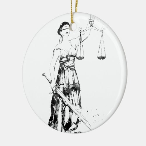 Lady Justice Ceramic Ornament