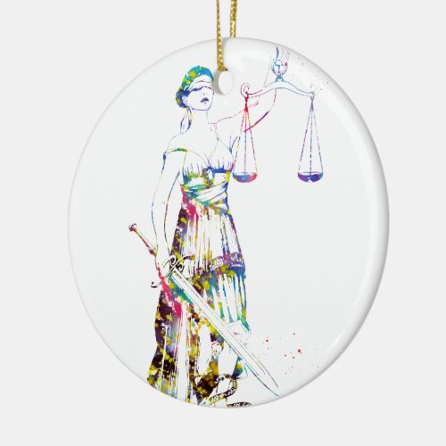 Lady Justice Ceramic Ornament