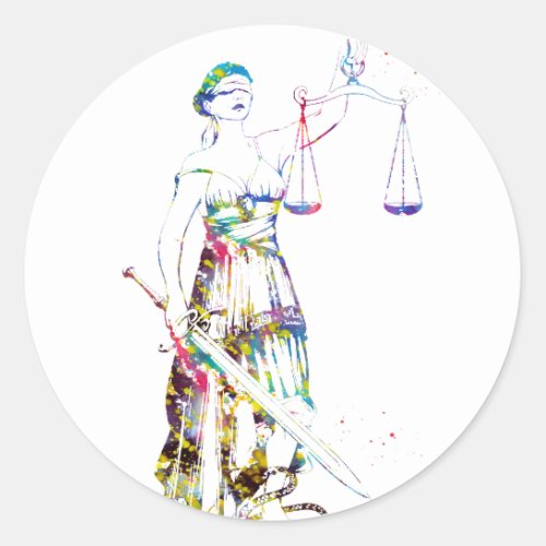 Lady Justice Classic Round Sticker