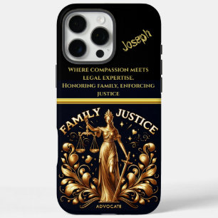 Lady Justice Embodies Family Law Advocacy in Gold iPhone 16 Pro Max Case