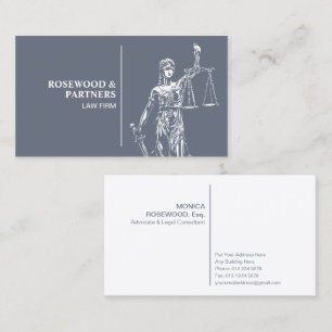 Lady Justice Illustration on Slate Gray Business Card