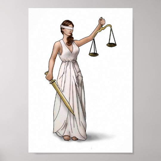 Lady Justice Illustration Poster | Zazzle.com