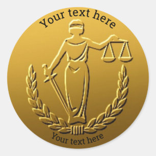 Lady Justice Law Customizable Coin Design #gold10 Classic Round Sticker