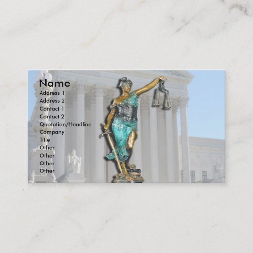 Customizable Lady Justice on Supreme Court Business Card Template