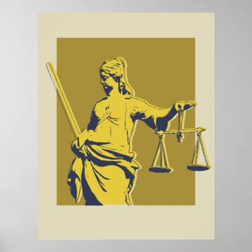 Lady Justice Yellow and Gold Poster