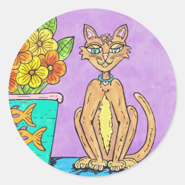 Lady Kitten and Flowers sticker (Front)