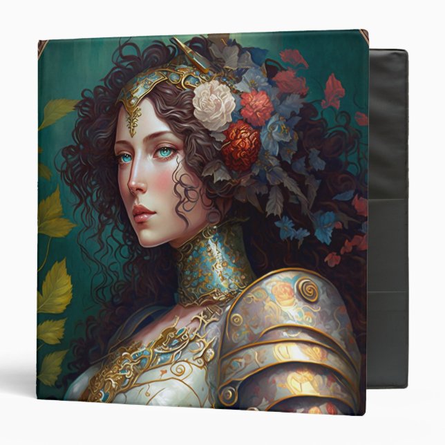 Lady Knight Warrior Armor Fantasy Art 3 Ring Binder (Front/Inside)