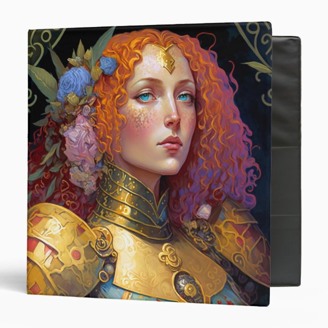 Lady Knight Warrior Armor Fantasy Art 3 Ring Binder (Front/Inside)