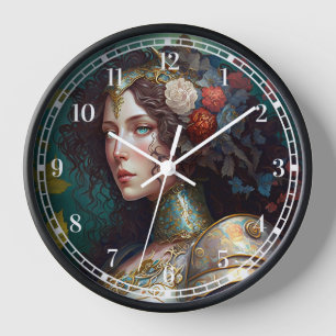 Lady Knight Warrior Armor Fantasy Art Clock