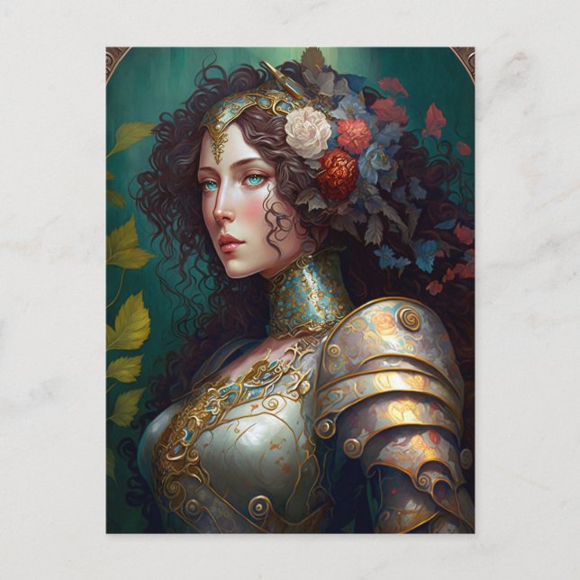 Lady Knight Warrior Armor Fantasy Art Postcard (Front)