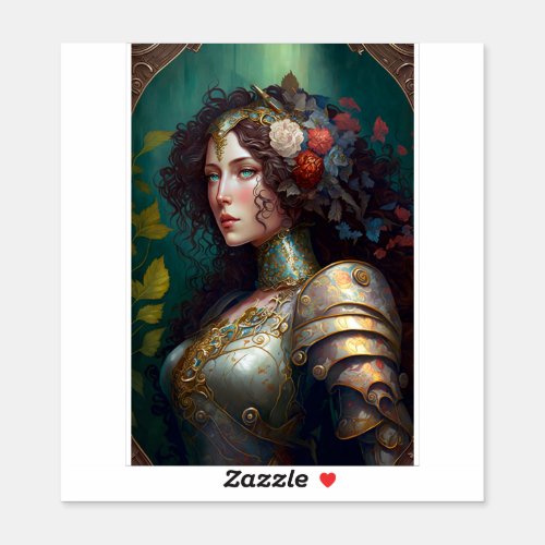 Lady Knight Warrior Armor Fantasy Art Sticker