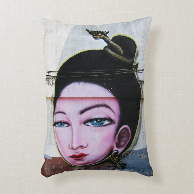 Lady Lao Graffiti Street Art Accent Pillow (Front(Vertical))