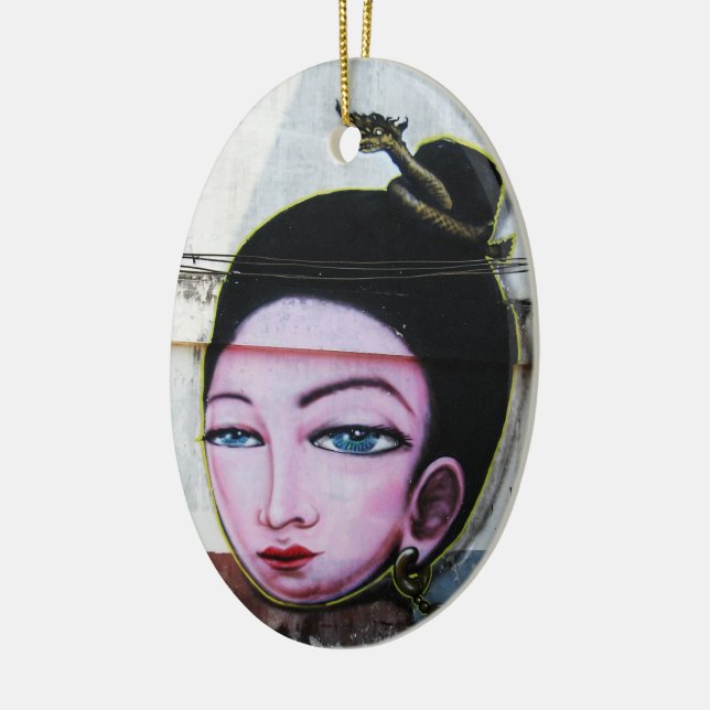 Lady Lao Graffiti Street Art Ceramic Ornament (Left)