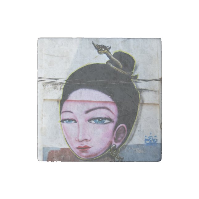 Lady Lao Graffiti Street Art Stone Magnet (Front)