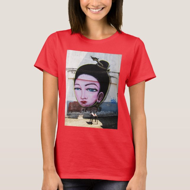 Lady Lao Graffiti Street Art T-Shirt (Front)