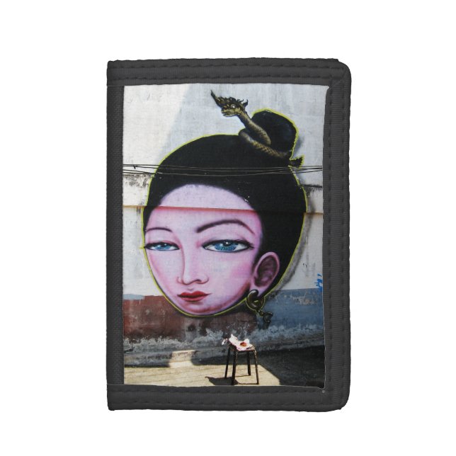 Lady Lao Graffiti Street Art Trifold Wallet (Front Vertical)