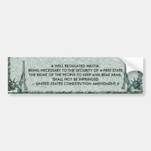 LADY LIBERTY - AMENDMENT II - RIGHT TO BEAR ARMS BUMPER STICKER