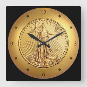 Lady Liberty ~ American Eagle Gold Coin ~ Square Wall Clock
